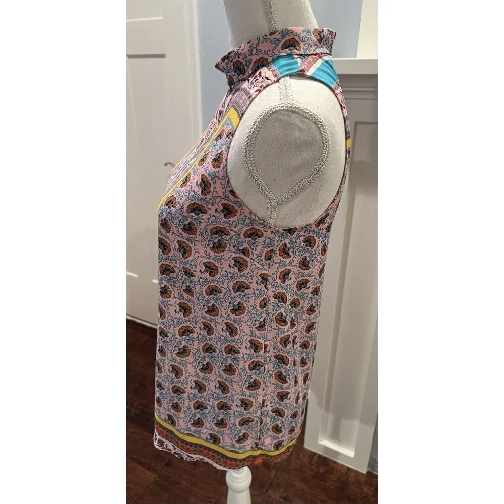 Super Cute and Lightweight Gianni Bini High Neck Colorful Sleeveless Top XS
